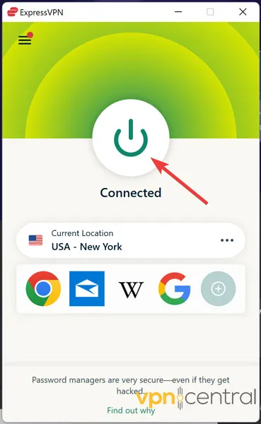 Conectándose a ExpressVPN