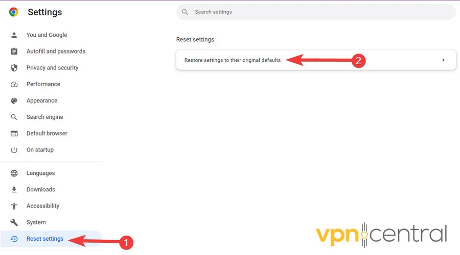 Restableciendo configuración de Chrome