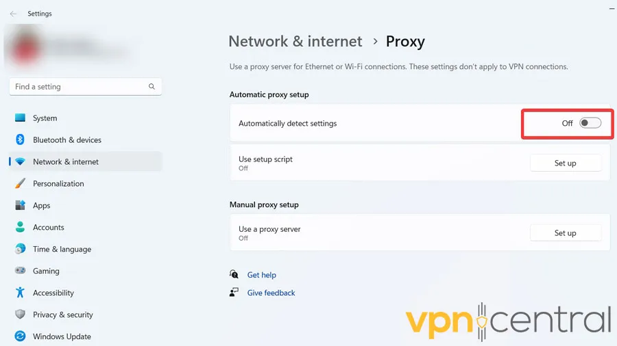 Desactivando configuración de proxy en Chrome