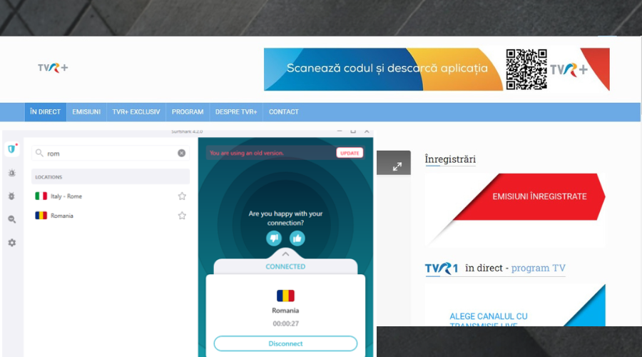 romanian tv working with surfshark connected