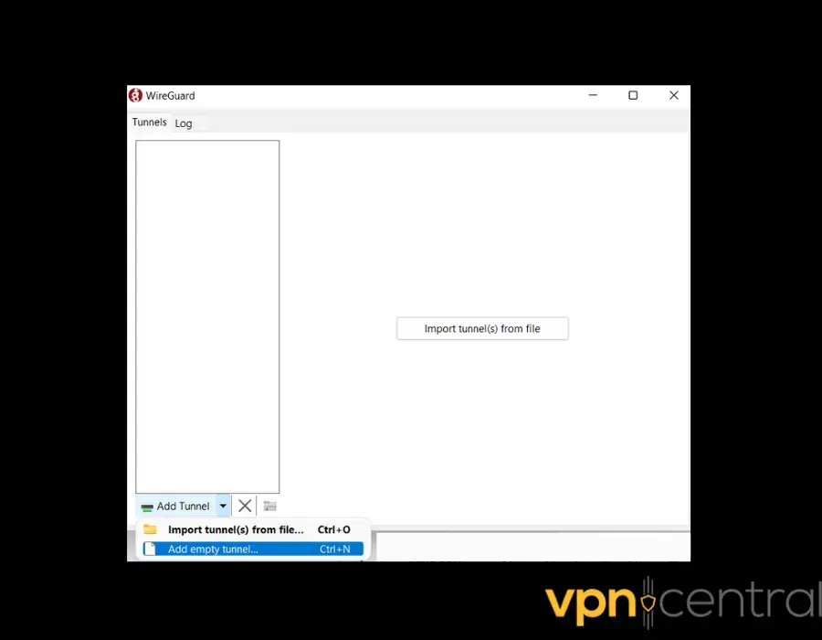 WireGuard Client Add empty tunnel