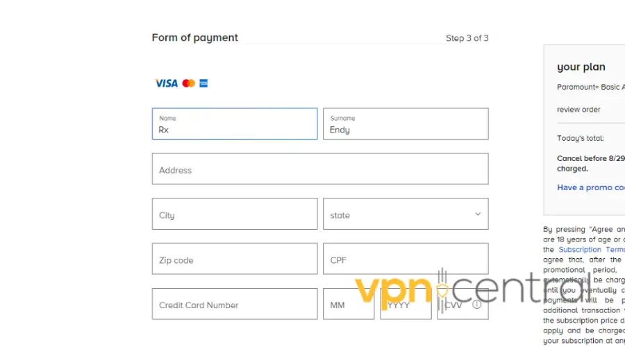 paramount plus payment