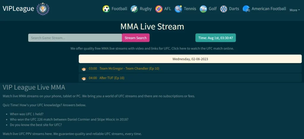 vip league web interface