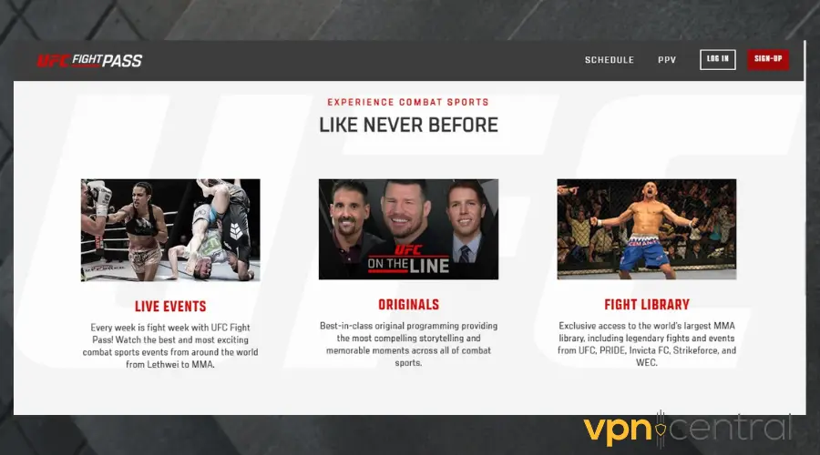 ufc fight pass web interface