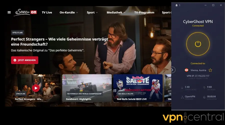 cyberghost unlocking austria tv in  us