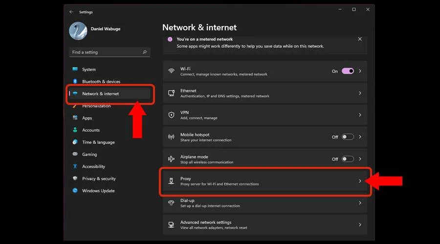 windows network and internet settings