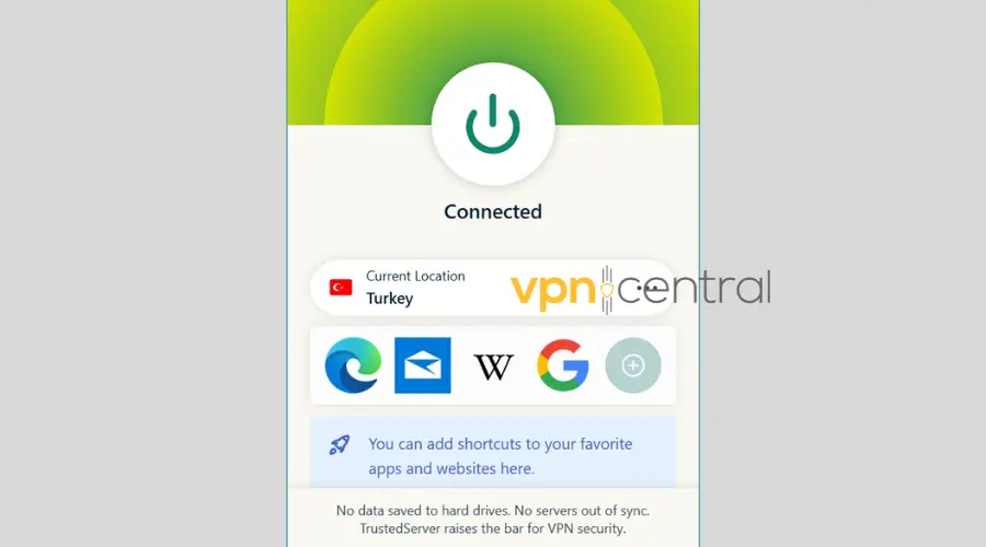 expressvpn connected to turkey