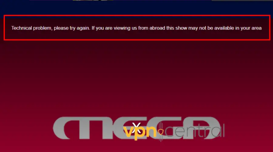 geo restriction error on greek tv