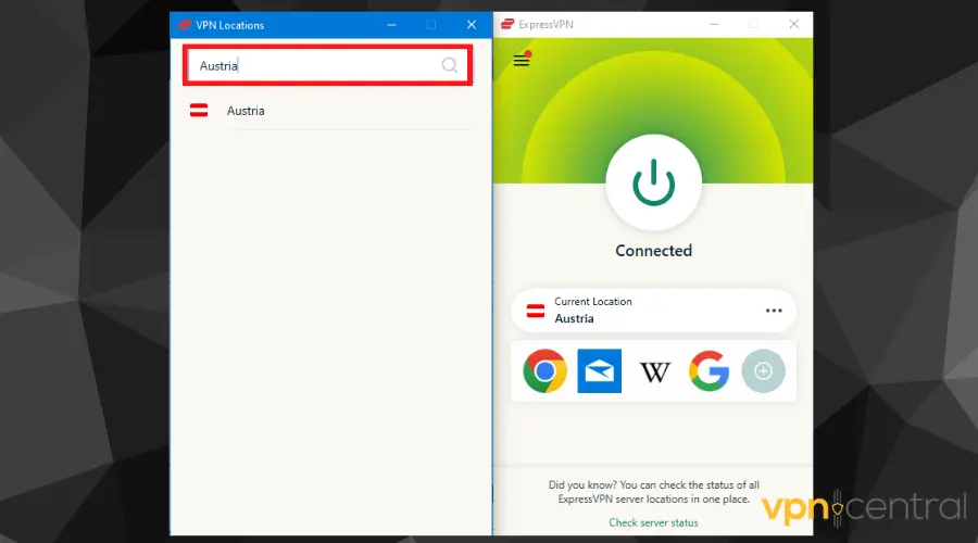 expressvpn austria server