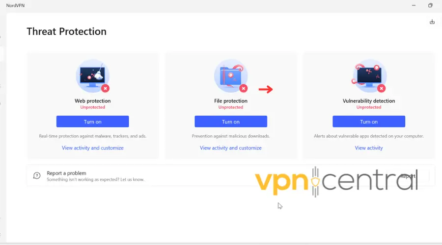 nordvpn threat protection off