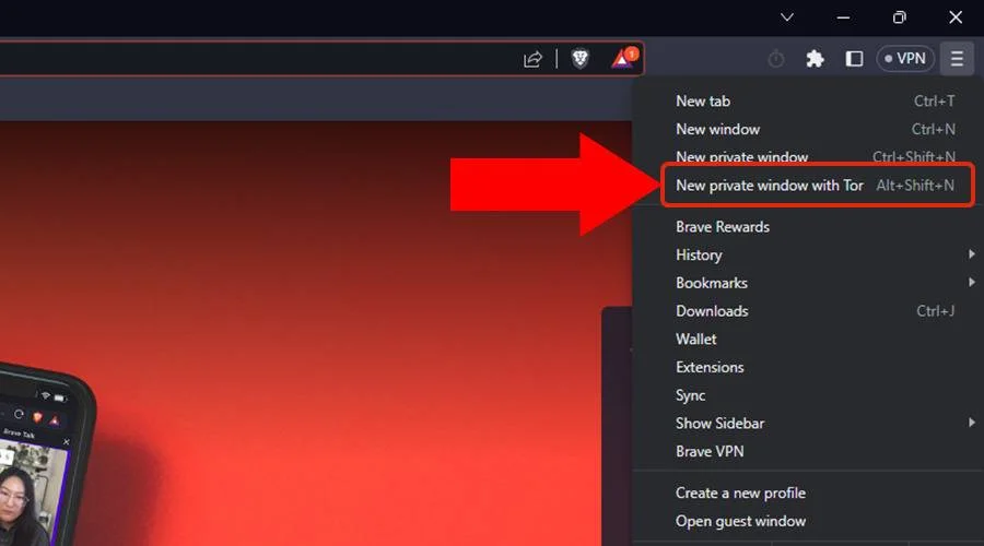 open new private window with tor