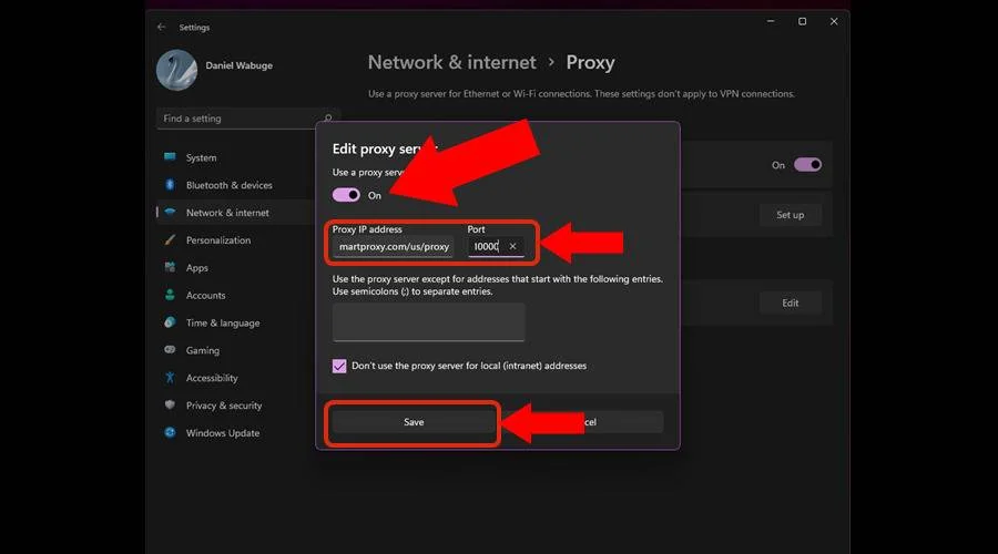 windows edit proxy server
