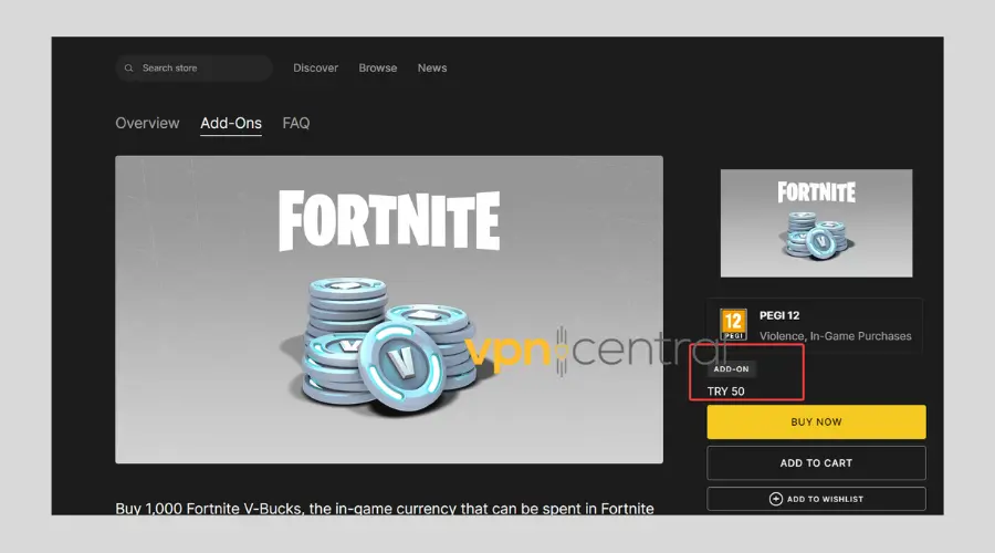 v bucks turkey pricing