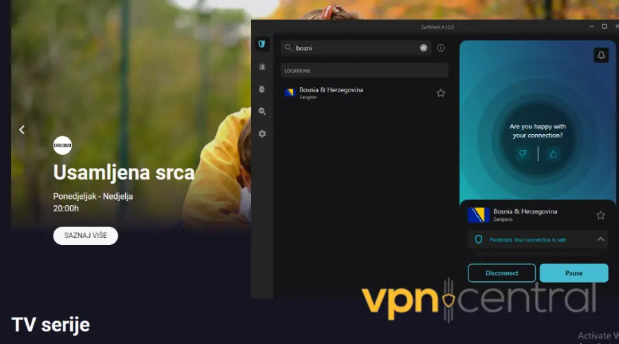 surfshark unblocking bosnian tv