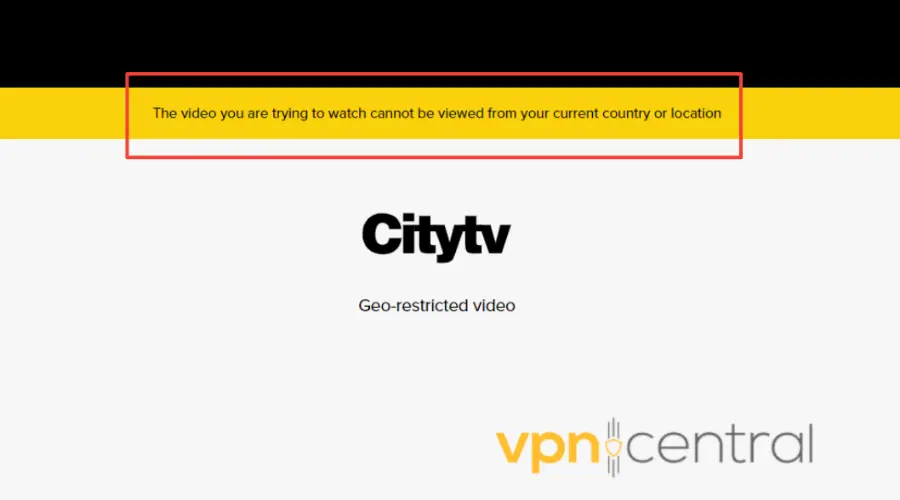 citytv geo restriction message in europe