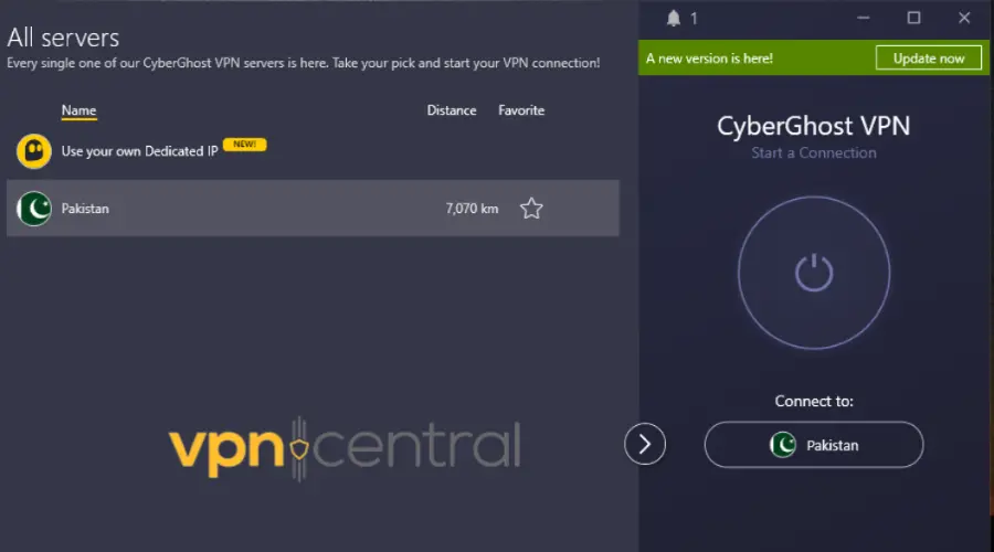 Pakistani server on CyberGhost