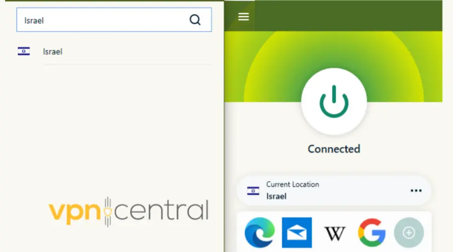 ExpressVPN Israeli server