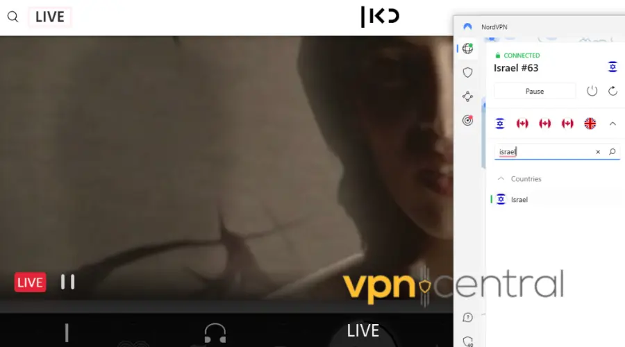 NordVPN unblocks Israeli TV
