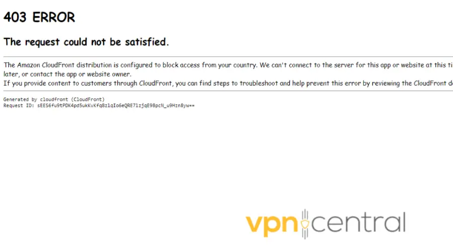Geo-restriction error