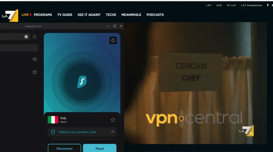 Surfshark unblocks Italian TV