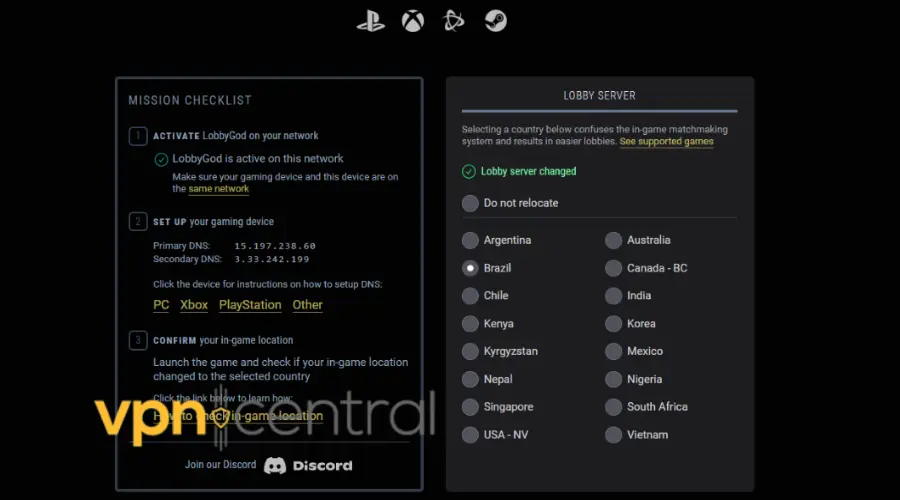 lobby god vpn browser interface