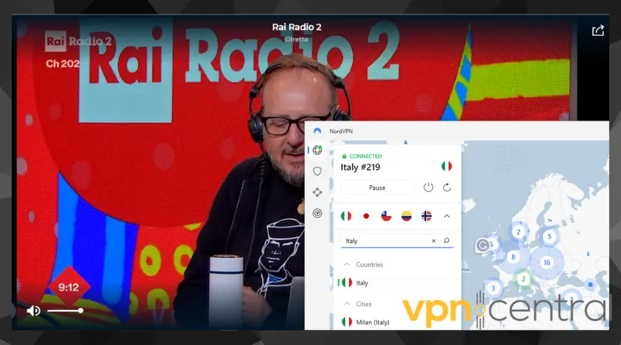italian tv working with nordvpn