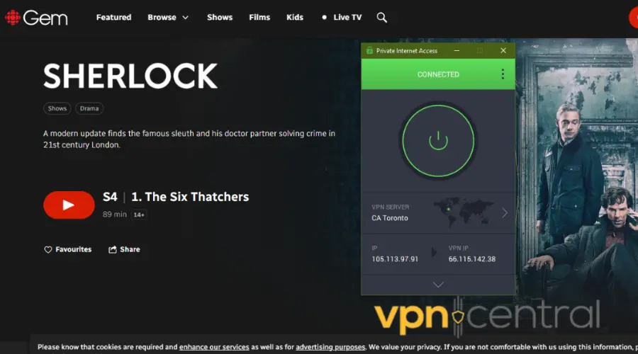 private internet access working with canadian tv