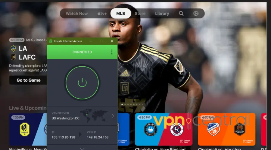 mls working in singapore with private internet access connected