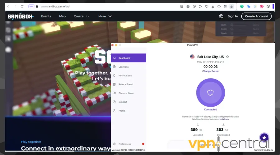 pure vpn sandbox game