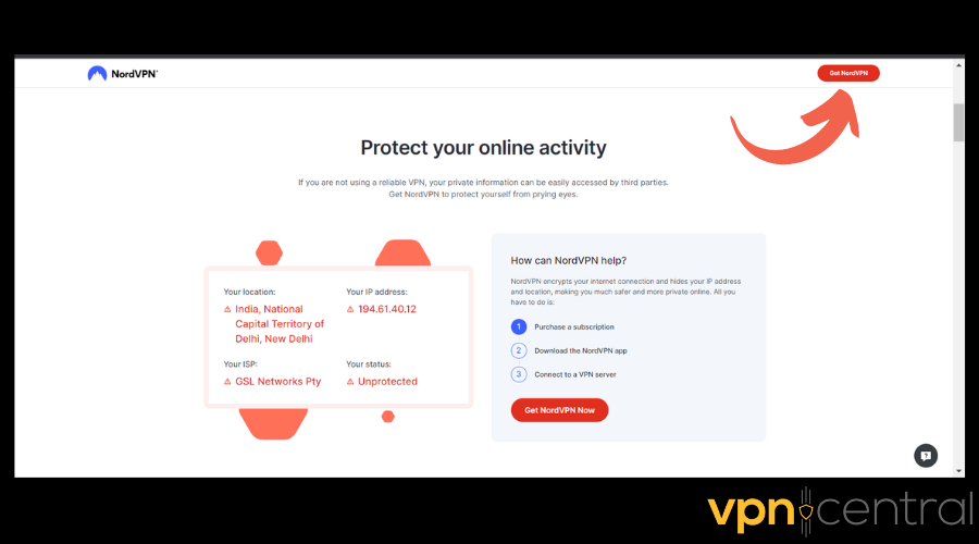 nordvpn indian home page