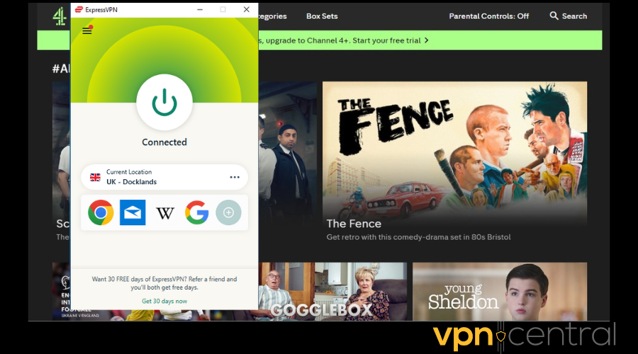 Channel 4 working in South Africa with ExpressVPN on