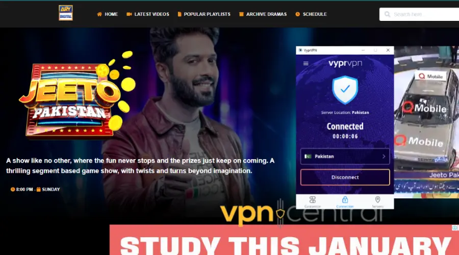 VyprVPN unblocks Pakistani TV channels