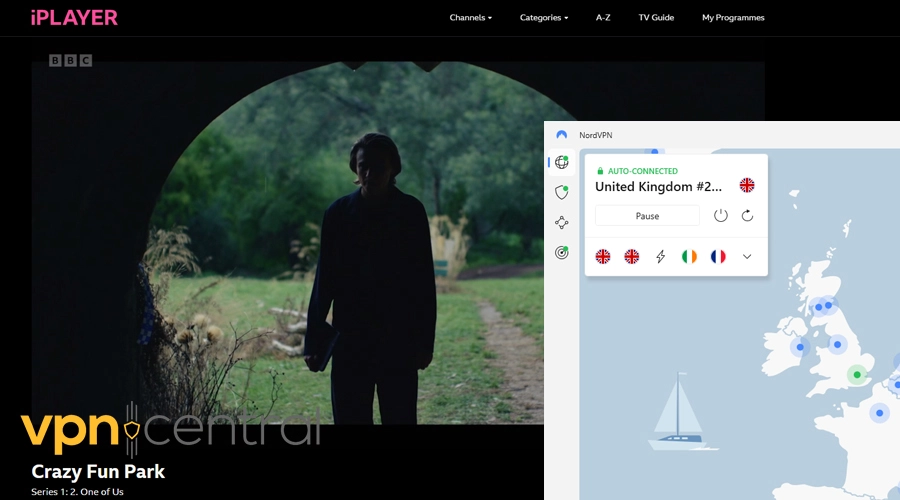 watching bbc iplayer in south africa with nordvpn connected to london