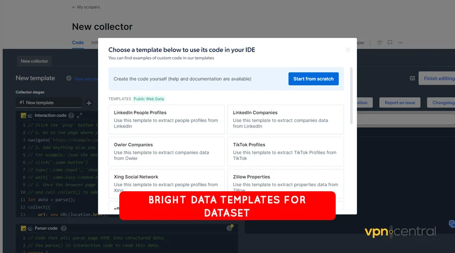 bright data dataset templates
