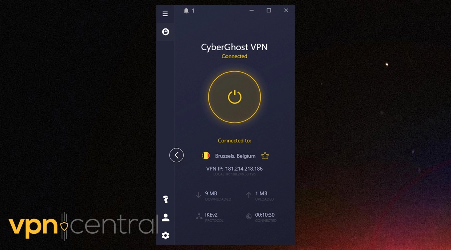 cyberghost belgium server