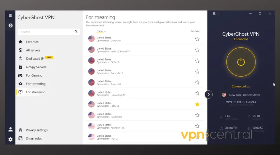 cyberghost usa servers