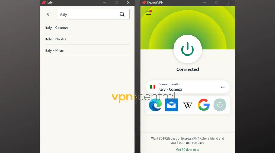 expressvpn italian servers