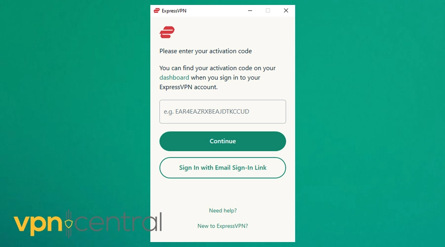 expressvpn log in process