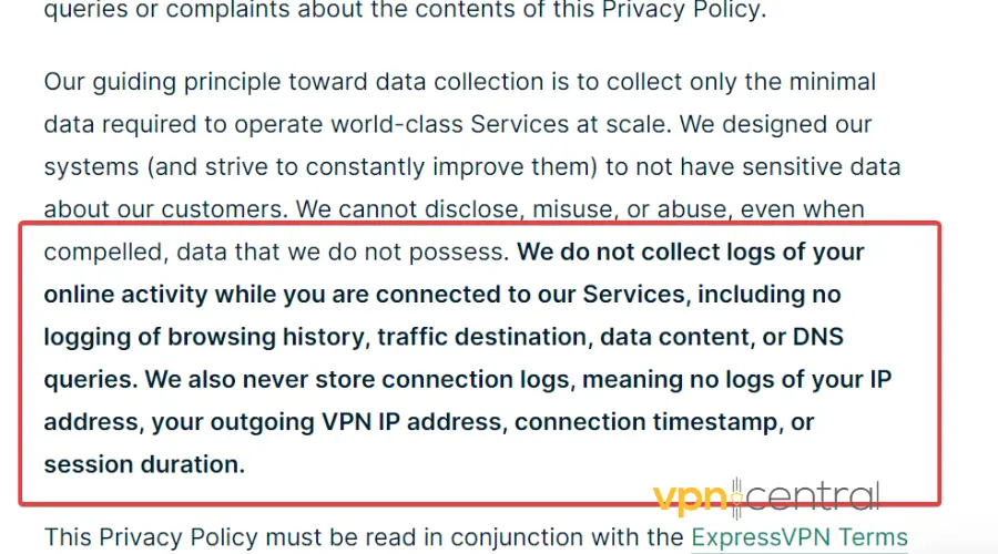 expressvpn privacy policy