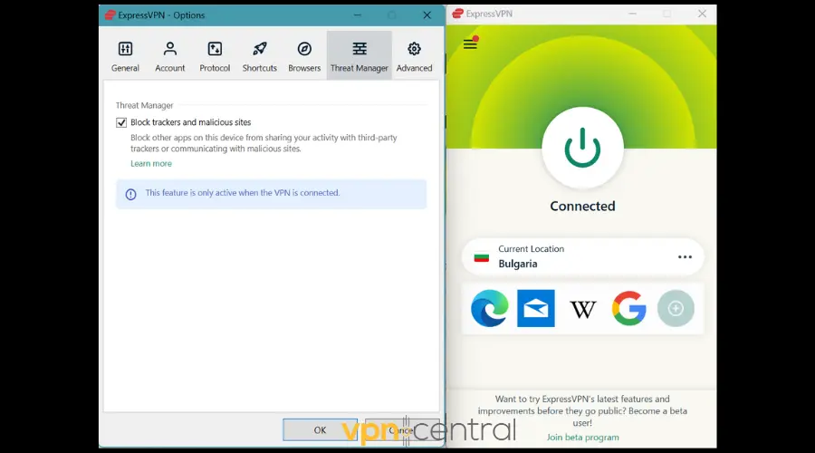expressvpn threat manager feature