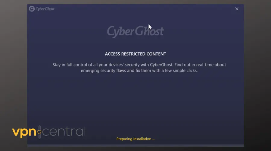 installing cyberghost