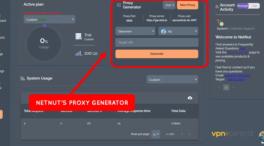 netnut's proxy generator