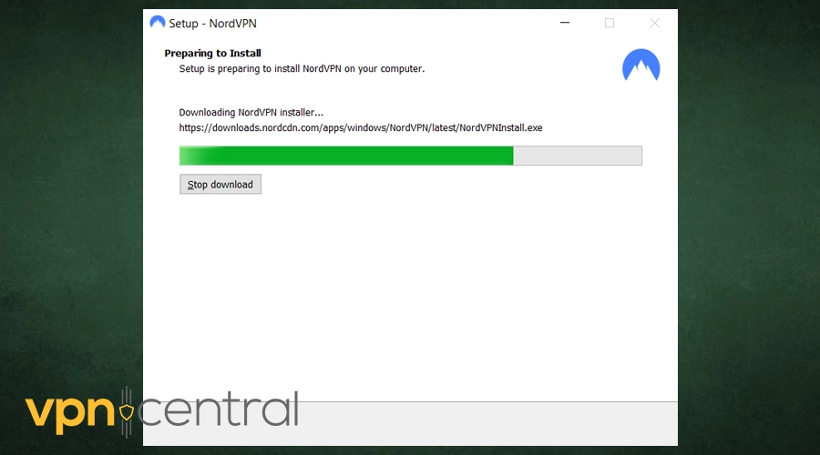 nordvpn installing on windows