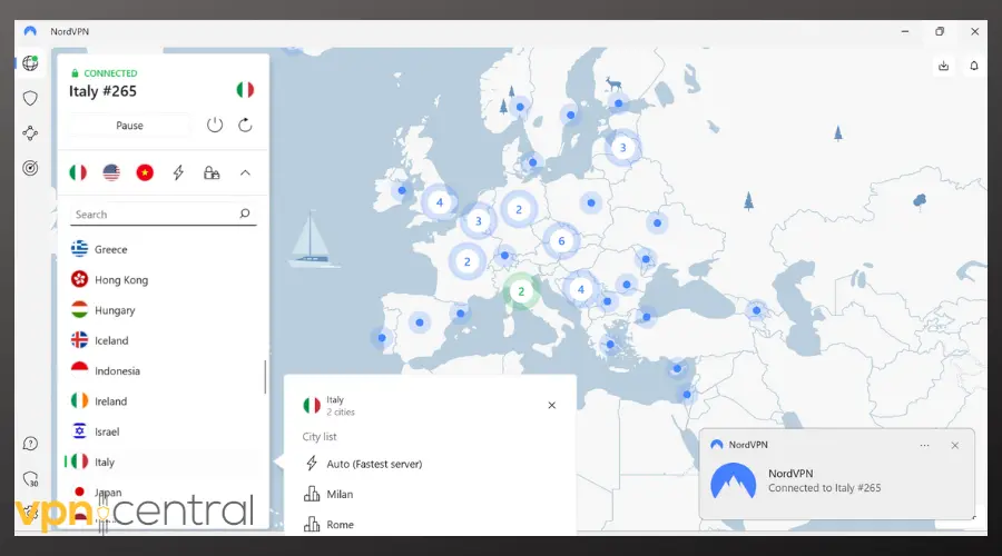 nordvpn italian servers