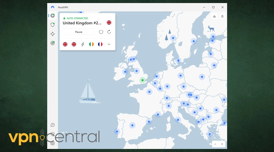 nordvpn connected to london