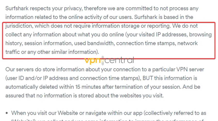 surfshark no logs policy