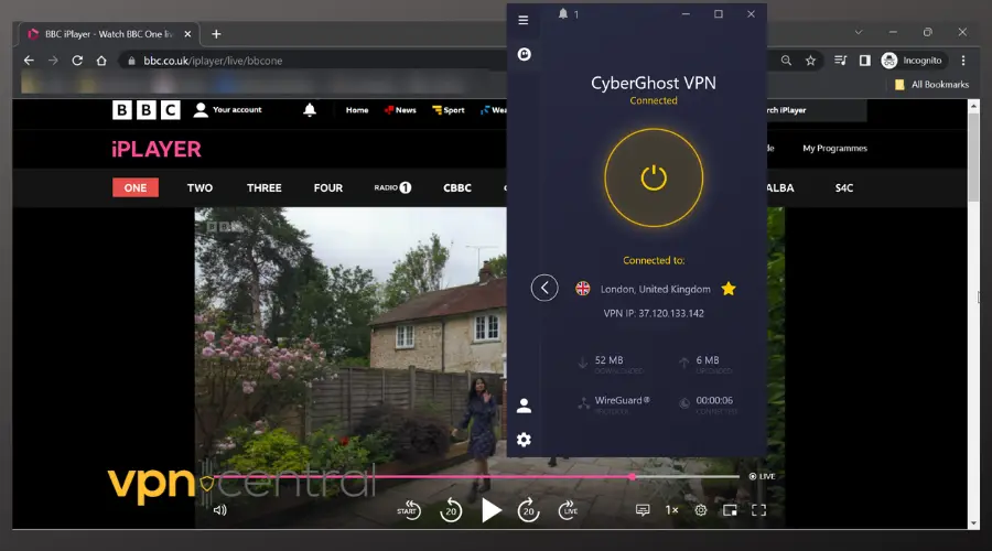 watching bbc iplayer in ireland with cyberghost