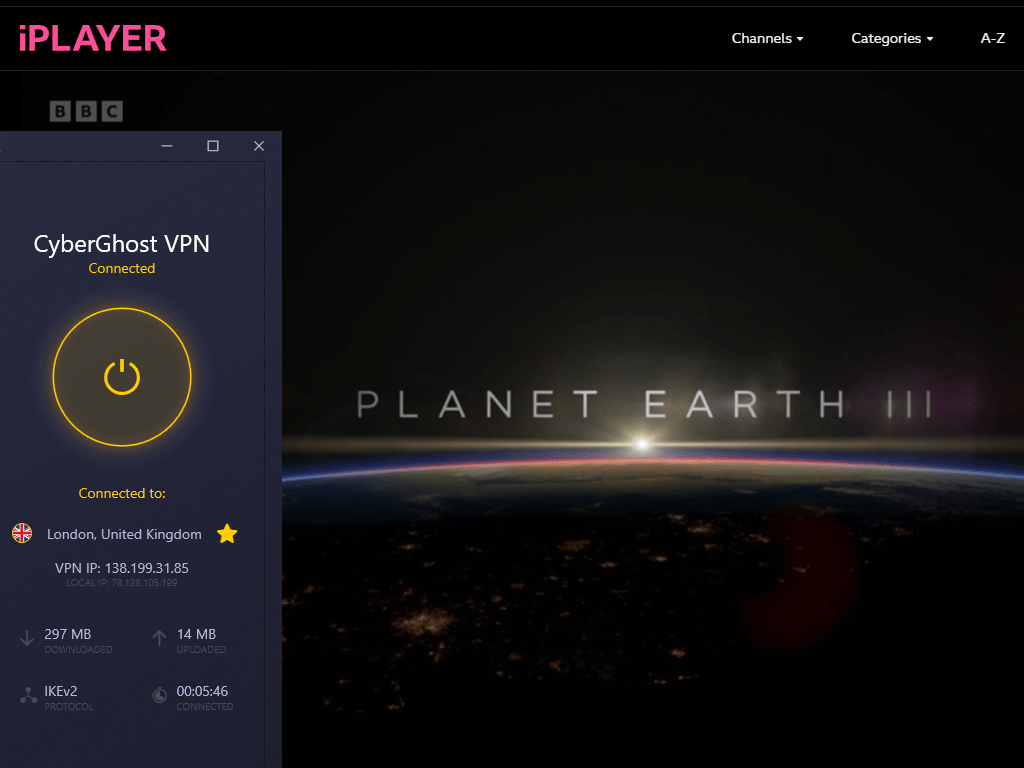 BBC iplayer stream with VPN