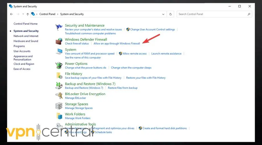 allow an app through windows firewall