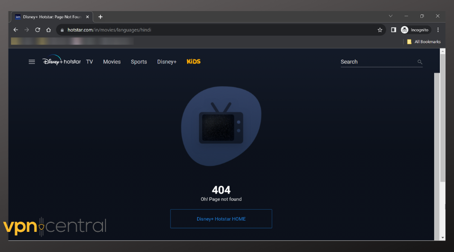 disney plus hotstar 404 error